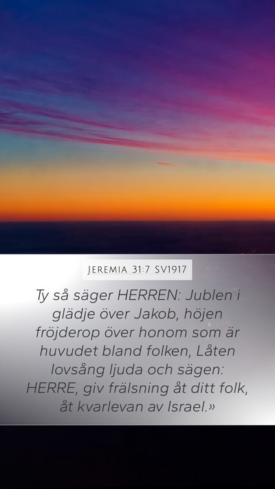 Jeremia 31:7 SV1917 Bible Verse Image