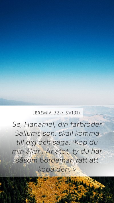 Jeremia 32:7 SV1917 Bible Verse Image