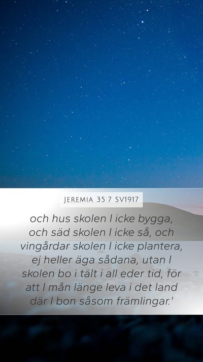 Jeremia 35:7 SV1917 Bible Verse Image