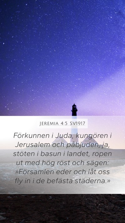 Jeremia 4:5 SV1917 Bible Verse Image