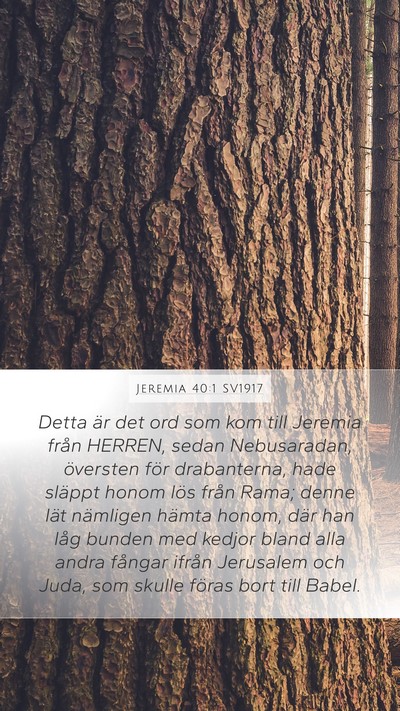 Jeremia 40:1 SV1917 Mobile Phone Wallpaper - Detta är det ord som kom till Jeremia från - Mobile Bible Verse Wallpaper