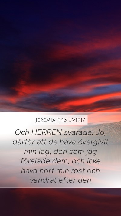 Jeremia 9:13 SV1917 Bible Verse Image