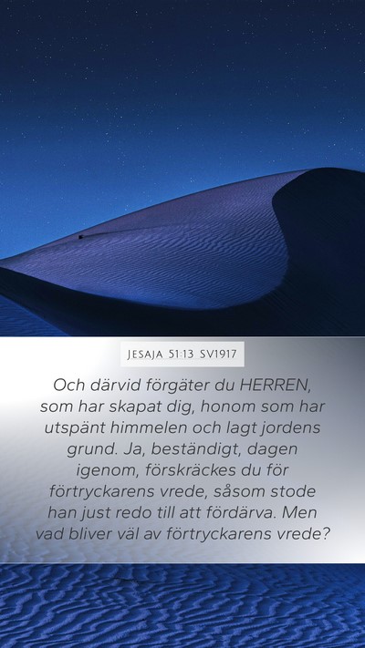 Jesaja 51:13 SV1917 Bible Verse Image