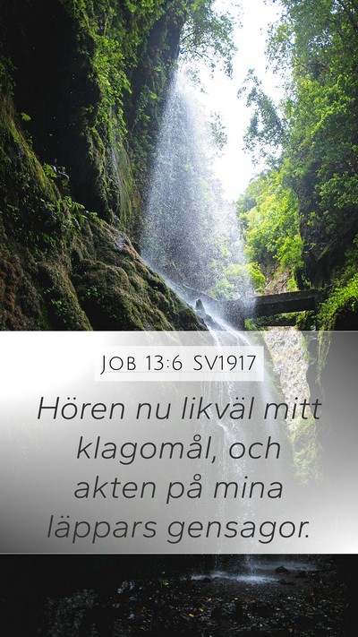 Job 13:6 SV1917 Mobile Phone Wallpaper - Hören nu likväl mitt klagomål, och akten på - Mobile Bible Verse Wallpaper