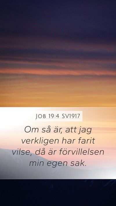 Job 19:4 SV1917 Mobile Phone Wallpaper - Om så är, att jag verkligen har farit vilse, - Mobile Bible Verse Wallpaper