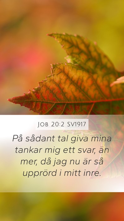 Job 20:2 SV1917 Bible Verse Image