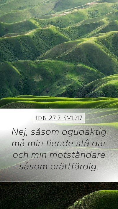 Job 27:7 SV1917 Mobile Phone Wallpaper - Nej, såsom ogudaktig må min fiende stå där - Mobile Bible Verse Wallpaper