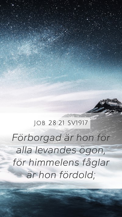 Job 28:21 SV1917 Bible Verse Image