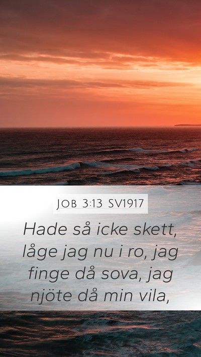 Job 3:13 SV1917 Mobile Phone Wallpaper - Hade så icke skett, låge jag nu i ro, jag finge - Mobile Bible Verse Wallpaper