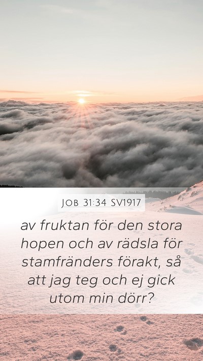Job 31:34 SV1917 Mobile Phone Wallpaper - av fruktan för den stora hopen och av rädsla - Mobile Bible Verse Wallpaper