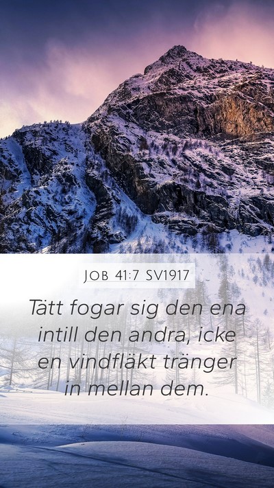 Job 41:7 SV1917 Mobile Phone Wallpaper - Tätt fogar sig den ena intill den andra, icke en - Mobile Bible Verse Wallpaper