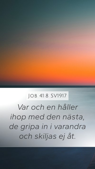 Job 41:8 SV1917 Mobile Phone Wallpaper - Var och en håller ihop med den nästa, de gripa - Mobile Bible Verse Wallpaper