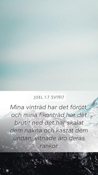 Joel 1:7 SV1917 Mobile Phone Wallpaper - Mina vinträd har det förött, och mina - Mobile Bible Verse Wallpaper