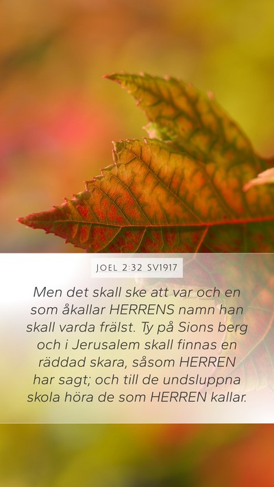 Joel 2:32 SV1917 Bible Verse Image