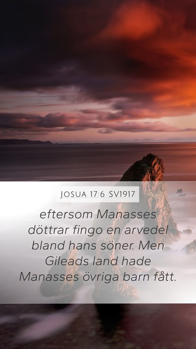 Josua 17:6 SV1917 Mobile Phone Wallpaper - eftersom Manasses döttrar fingo en arvedel bland - Mobile Bible Verse Wallpaper