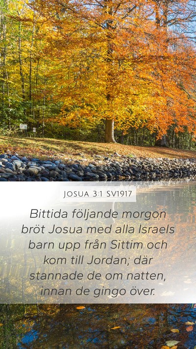 Josua 3:1 SV1917 Mobile Phone Wallpaper - Bittida följande morgon bröt Josua med alla - Mobile Bible Verse Wallpaper