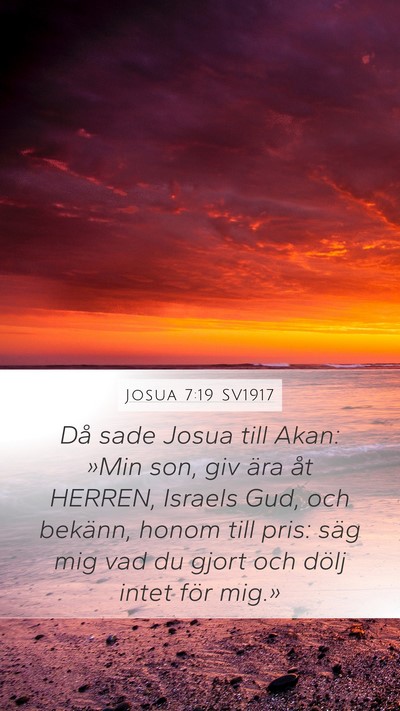 Josua 7:19 SV1917 Mobile Phone Wallpaper - Då sade Josua till Akan: »Min son, giv ära åt - Mobile Bible Verse Wallpaper
