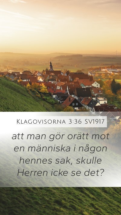 Klagovisorna 3:36 SV1917 Mobile Phone Wallpaper - att man gör orätt mot en människa i någon - Mobile Bible Verse Wallpaper