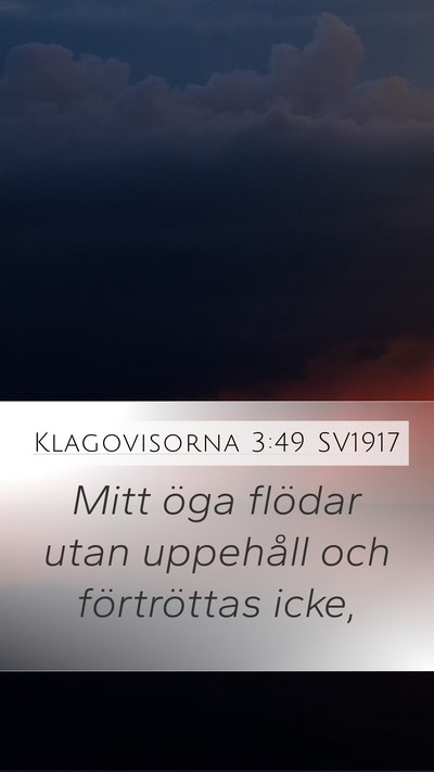 Klagovisorna 3:49 SV1917 Mobile Phone Wallpaper - Mitt öga flödar utan uppehåll och förtröttas - Mobile Bible Verse Wallpaper