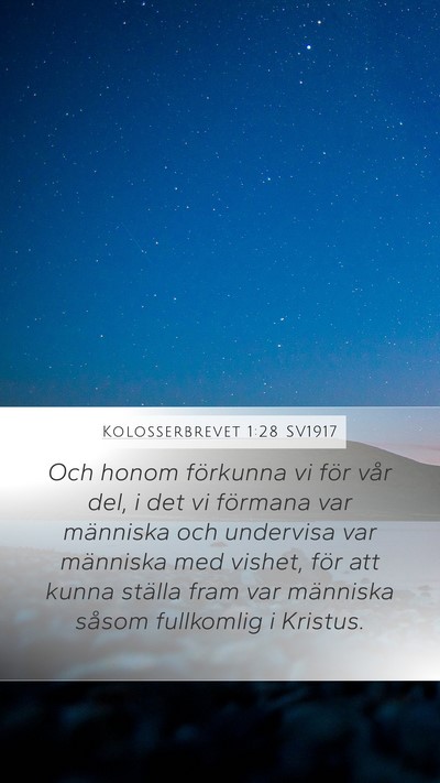 Kolosserbrevet 1:28 SV1917 Mobile Phone Wallpaper - Och honom förkunna vi för vår del, i det vi - Mobile Bible Verse Wallpaper