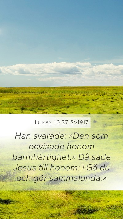 Lukas 10:37 SV1917 Mobile Phone Wallpaper - Han svarade: »Den som bevisade honom - Mobile Bible Verse Wallpaper