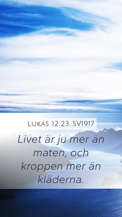 Lukas 12:23 SV1917 Mobile Phone Wallpaper - Livet är ju mer än maten, och kroppen mer än - Mobile Bible Verse Wallpaper