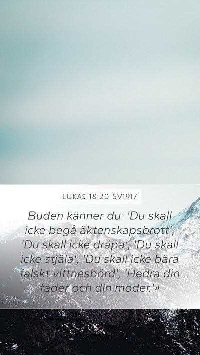 Lukas 18:20 SV1917 Mobile Phone Wallpaper - Buden känner du: 'Du skall icke begå - Mobile Bible Verse Wallpaper