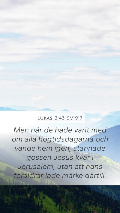 Lukas 2:43 SV1917 Mobile Phone Wallpaper - Men när de hade varit med om alla - Mobile Bible Verse Wallpaper