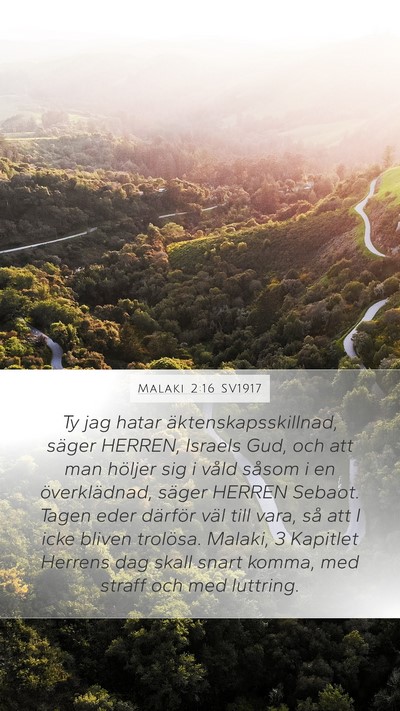 Malaki 2:16 SV1917 Bible Verse Image