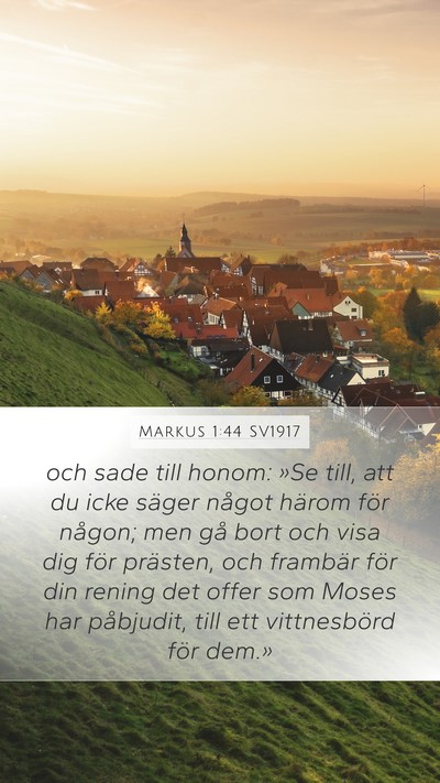 Markus 1:44 SV1917 Bible Verse Image