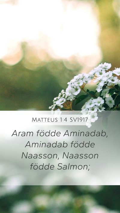 Matteus 1:4 SV1917 Mobile Phone Wallpaper - Aram födde Aminadab, Aminadab födde Naasson, - Mobile Bible Verse Wallpaper