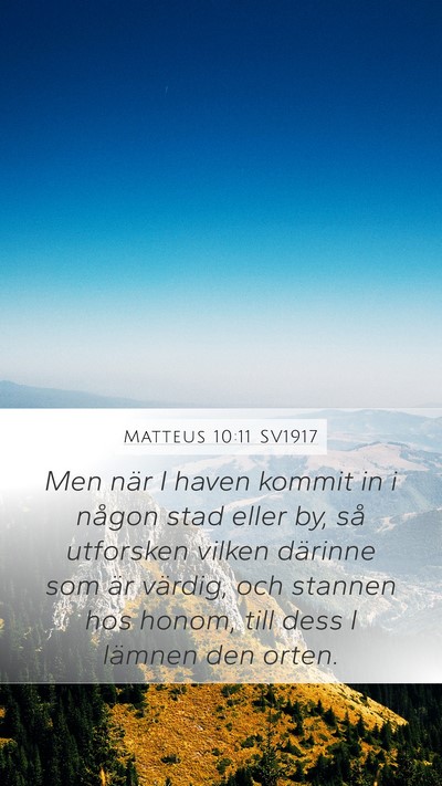 Matteus 10:11 SV1917 Bible Verse Image