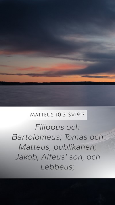 Matteus 10:3 SV1917 Bible Verse Image