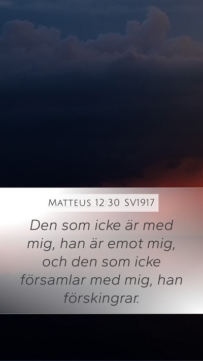 Matteus 12:30 SV1917 Mobile Phone Wallpaper - Den som icke är med mig, han är emot mig, och - Mobile Bible Verse Wallpaper