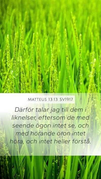 Matteus 13:13 SV1917 Bible Verse Image