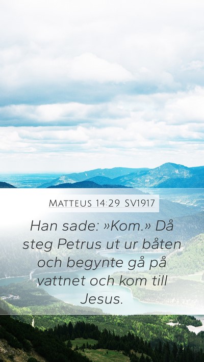 Matteus 14:29 SV1917 Mobile Phone Wallpaper - Han sade: »Kom.» Då steg Petrus ut ur båten - Mobile Bible Verse Wallpaper