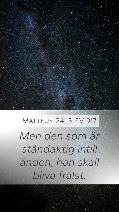 Matteus 24:13 SV1917 Mobile Phone Wallpaper - Men den som är ståndaktig intill änden, han - Mobile Bible Verse Wallpaper