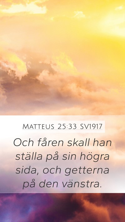 Matteus 25:33 SV1917 Mobile Phone Wallpaper - Och fåren skall han ställa på sin högra sida, - Mobile Bible Verse Wallpaper