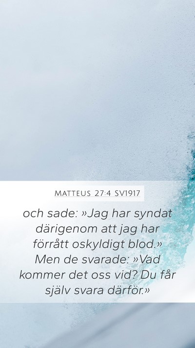 Matteus 27:4 SV1917 Bible Verse Image