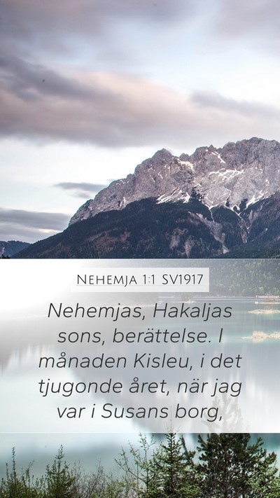 Nehemja 1:1 SV1917 Mobile Phone Wallpaper - Nehemjas, Hakaljas sons, berättelse. I månaden - Mobile Bible Verse Wallpaper