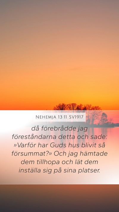 Nehemja 13:11 SV1917 Mobile Phone Wallpaper - då förebrådde jag föreståndarna detta och - Mobile Bible Verse Wallpaper