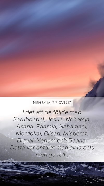 Nehemja 7:7 SV1917 Bible Verse Image