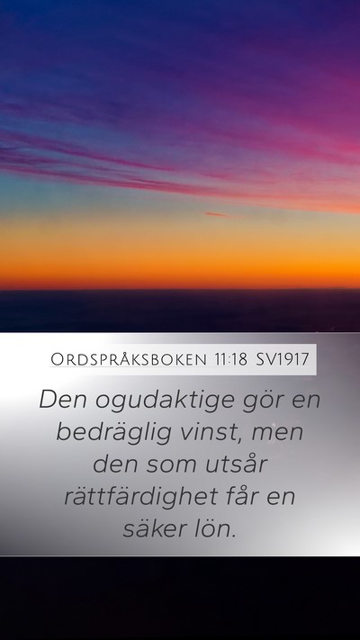 Ordspråksboken 11:18 SV1917 Bible Verse Image