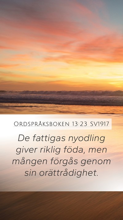 Ordspråksboken 13:23 SV1917 Bible Verse Image