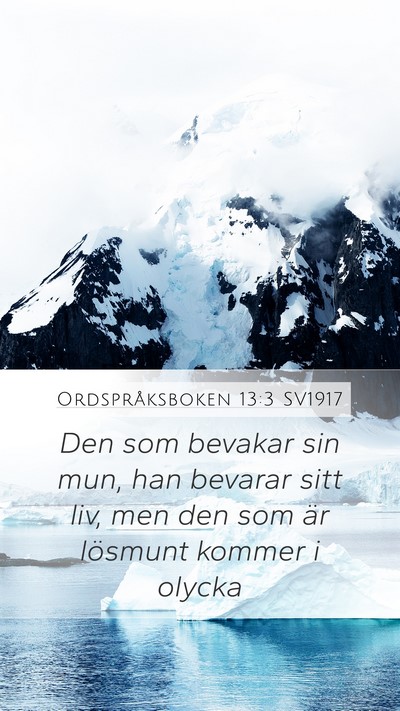 Ordspråksboken 13:3 SV1917 Bible Verse Image