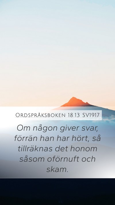 Ordspråksboken 18:13 SV1917 Bible Verse Image