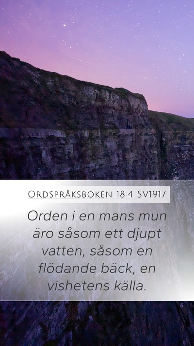 Ordspråksboken 18:4 SV1917 Bible Verse Image