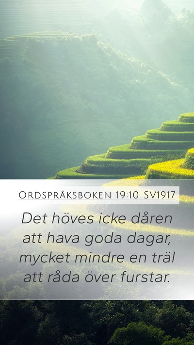 Ordspråksboken 19:10 SV1917 Bible Verse Image
