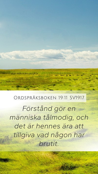 Ordspråksboken 19:11 SV1917 Bible Verse Image