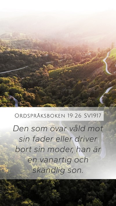 Ordspråksboken 19:26 SV1917 Bible Verse Image